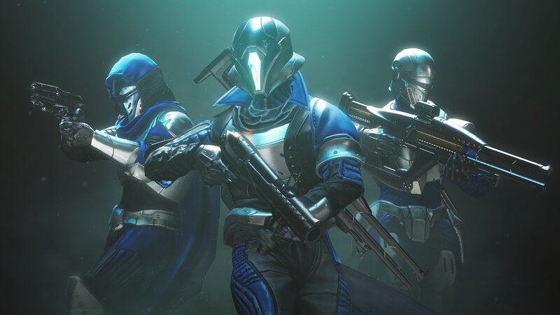 Three Armored Soldiers — Blue, Dramatic, 3d Render