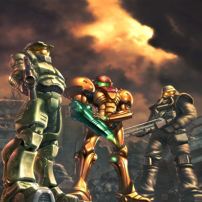 Three Armored Soldiers — Green