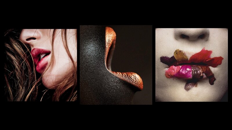 three artistic close-up portraits