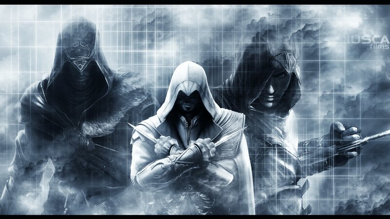 Three Assassins in Hooded Robes — White