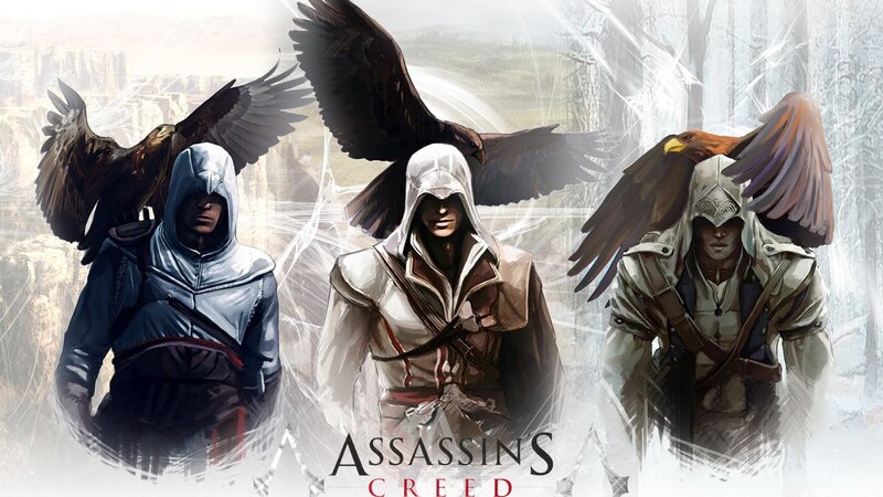 Three Assassins with Birds — White