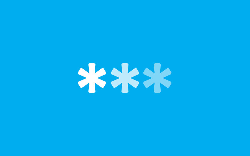 three asterisks on blue background