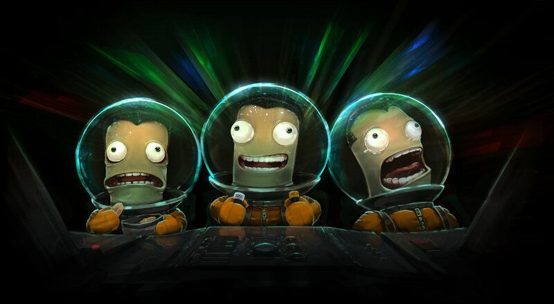 Three Astronauts in Cockpit — Black, Dramatic