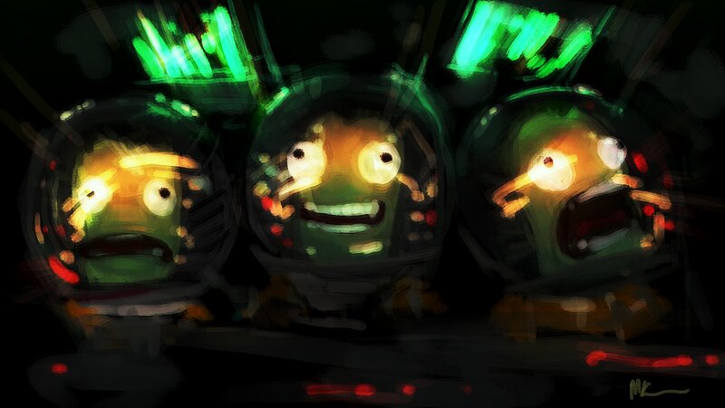 Three Astronauts in Helmets — Black