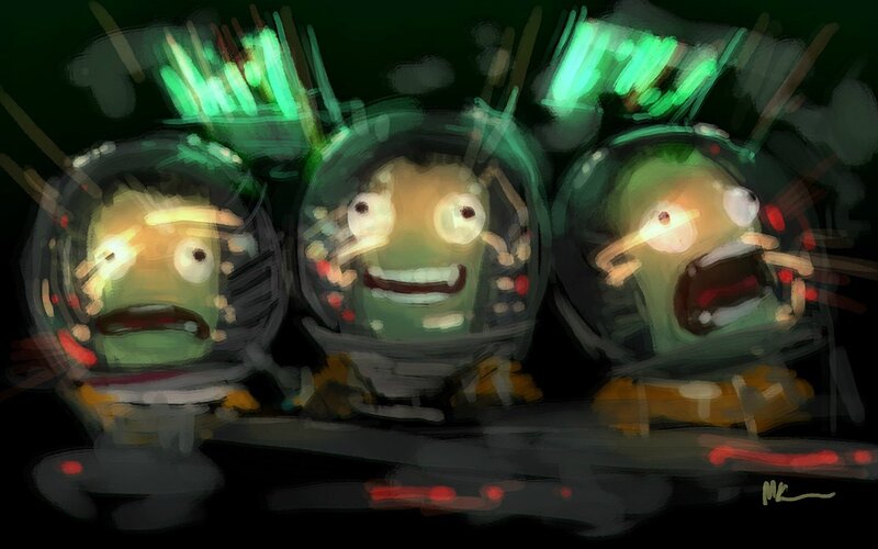 Three Astronauts in Helmets