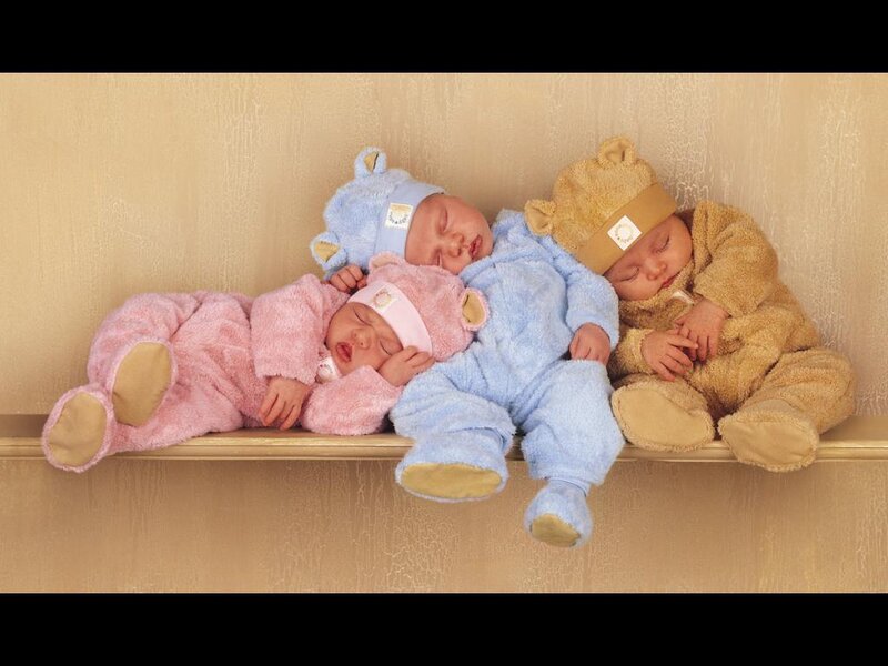 Three Babies Sleeping — Pink