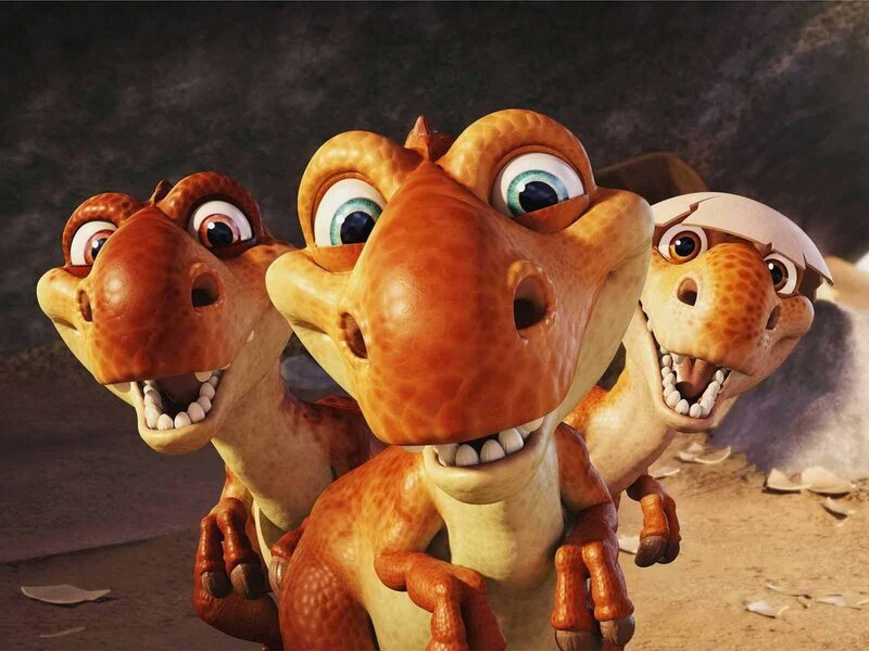 Three Baby Dinosaurs — Brown, Curious
