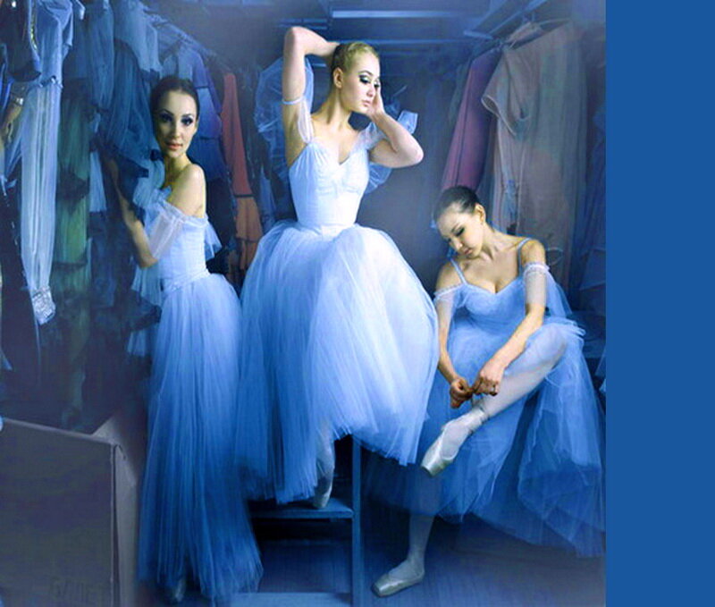 Three Ballerinas in Blue
