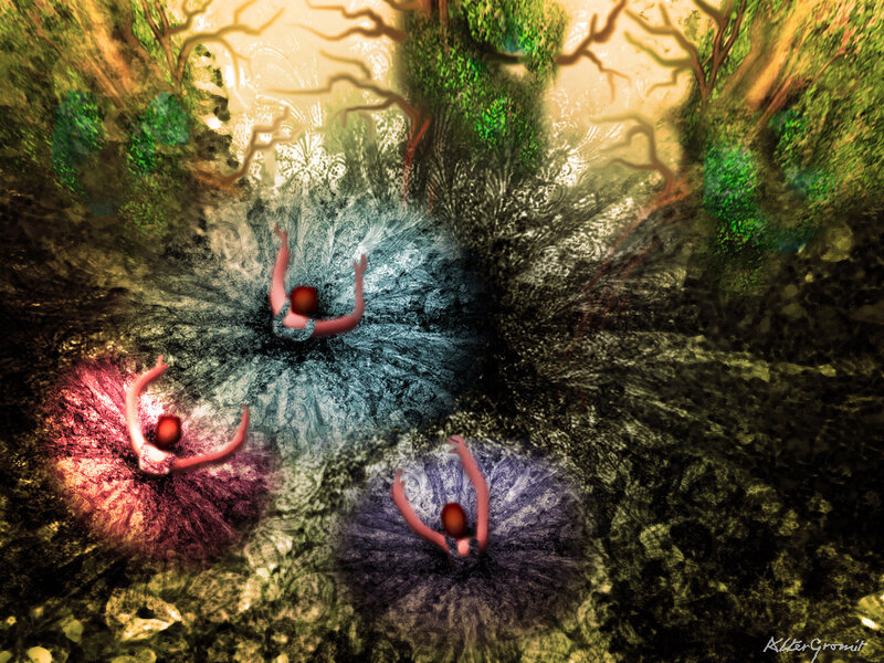 Three Ballerinas in Forest