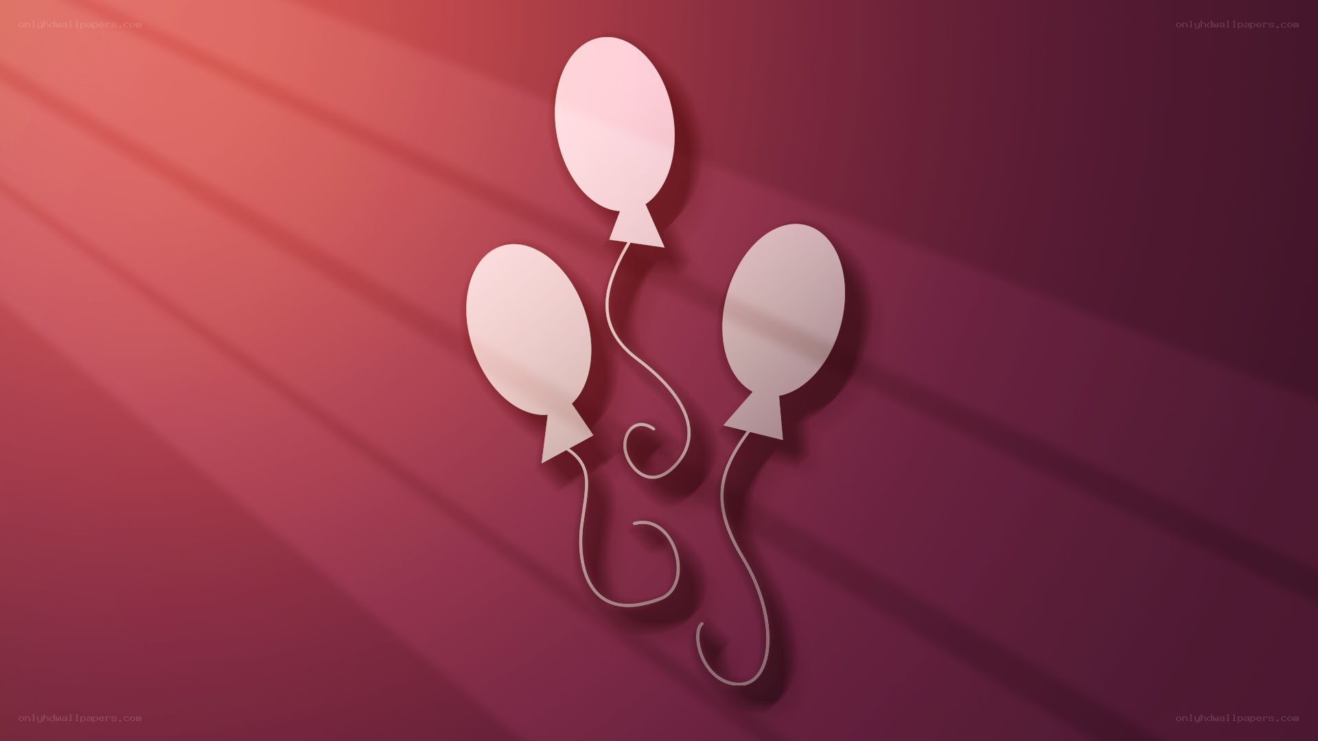 three balloons on red background