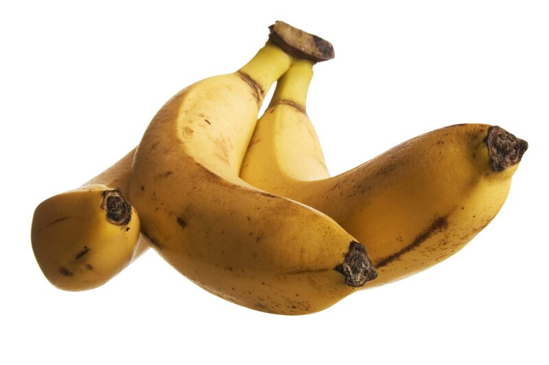 Three Bananas on White