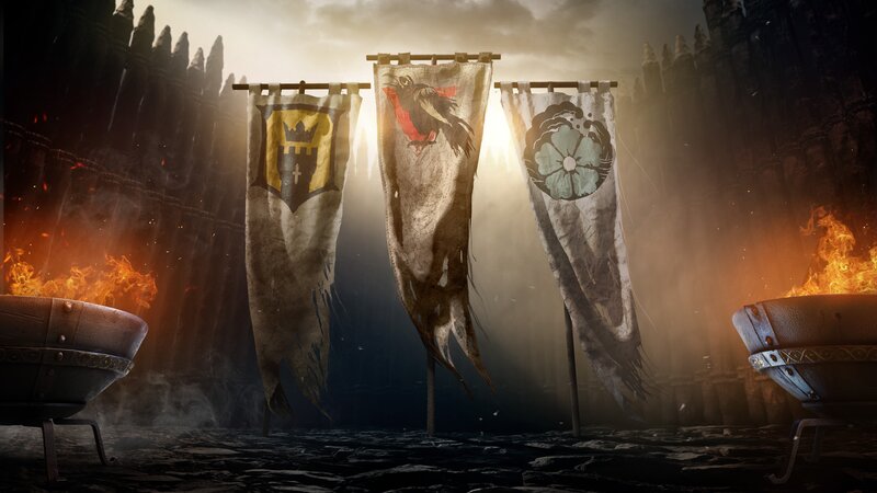 Three Banners in a Courtyard