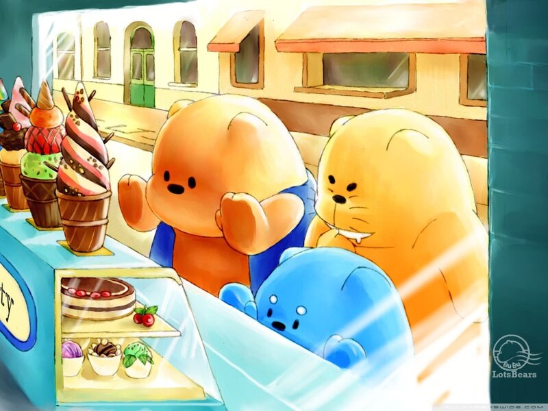 Three Bears at a Dessert Stand