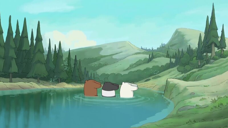 Three Bears in a Lake — Green
