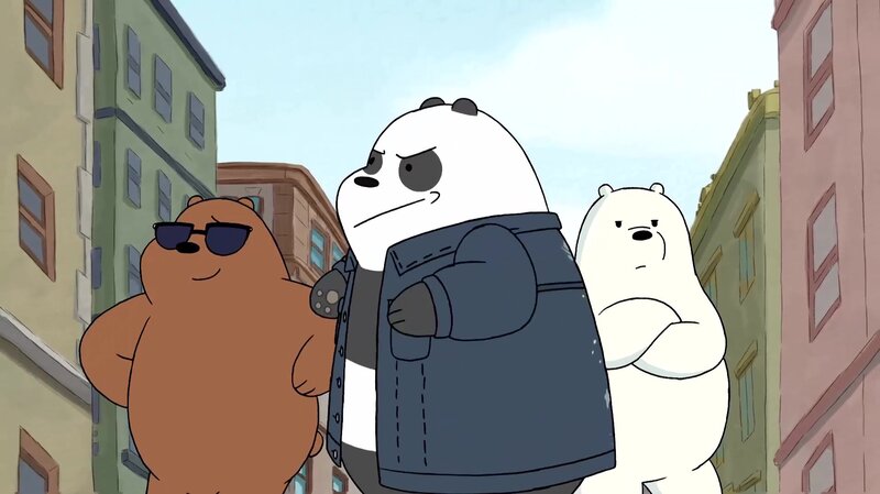 Three Bears in City — Brown, Confident, Afternoon
