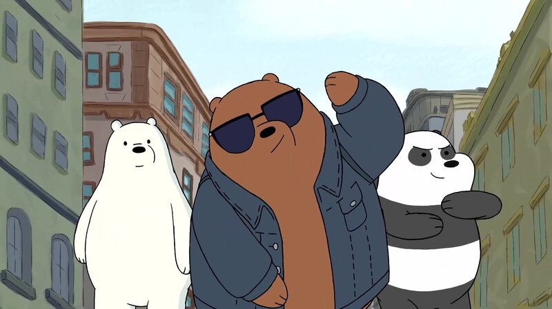 Three Bears in City — Brown, Confident