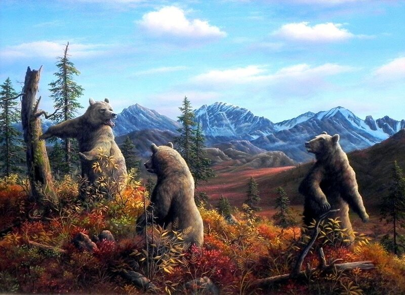 Three Bears in Mountains