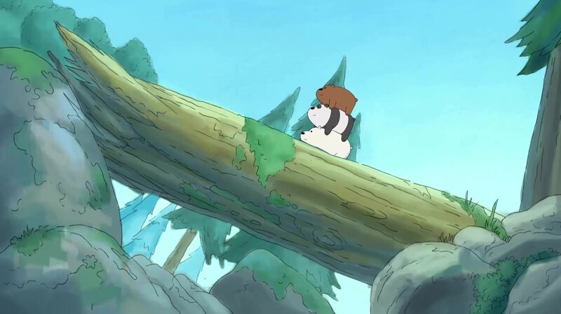 Three Bears on Log