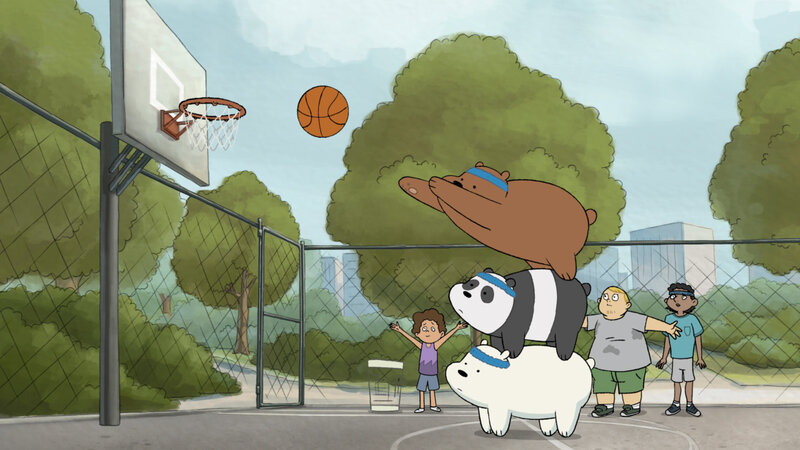 Three Bears Playing Basketball