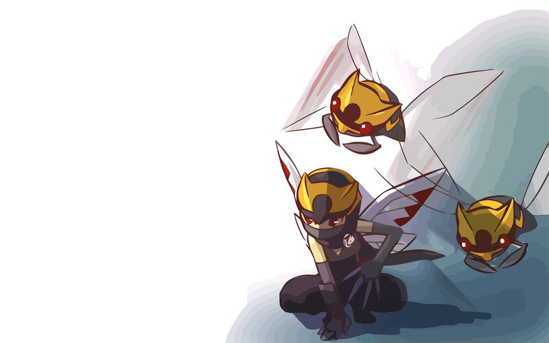 three bee-like creatures