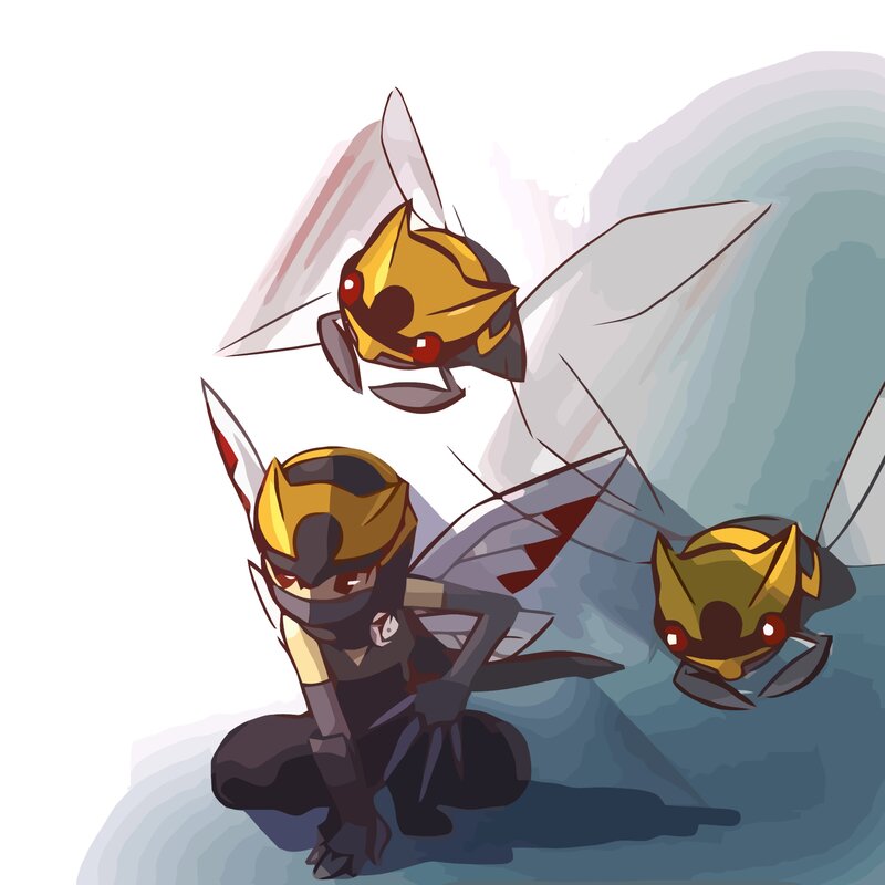 Three Bee-like Creatures — Yellow