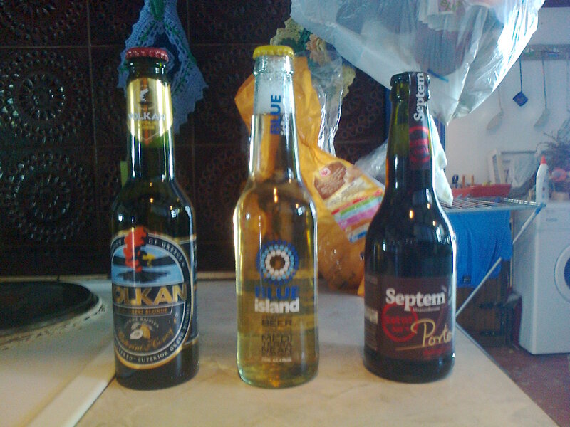 Three Beer Bottles — Brown