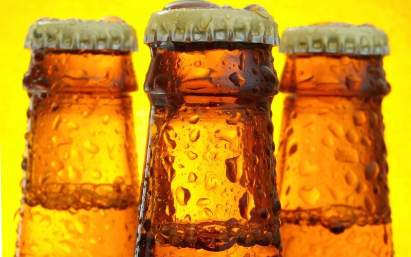 Three Beer Bottles — Yellow, Bright
