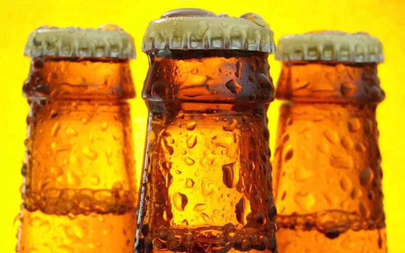 Three Beer Bottles — Yellow