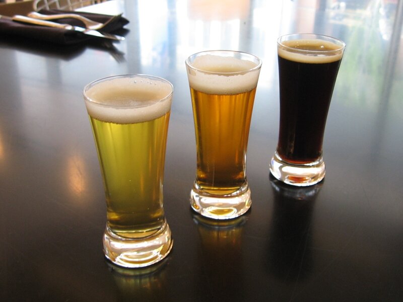 Three beers on a table