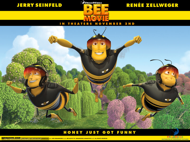 Three Bees in Flight