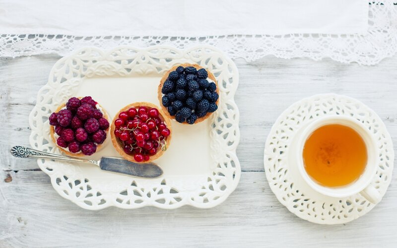 Three Berry Tarts on Tray