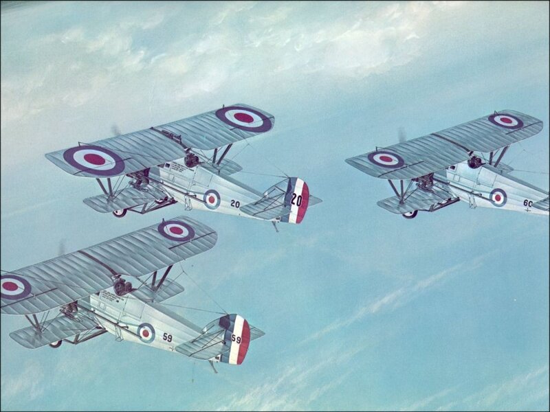 Three biplanes in formation