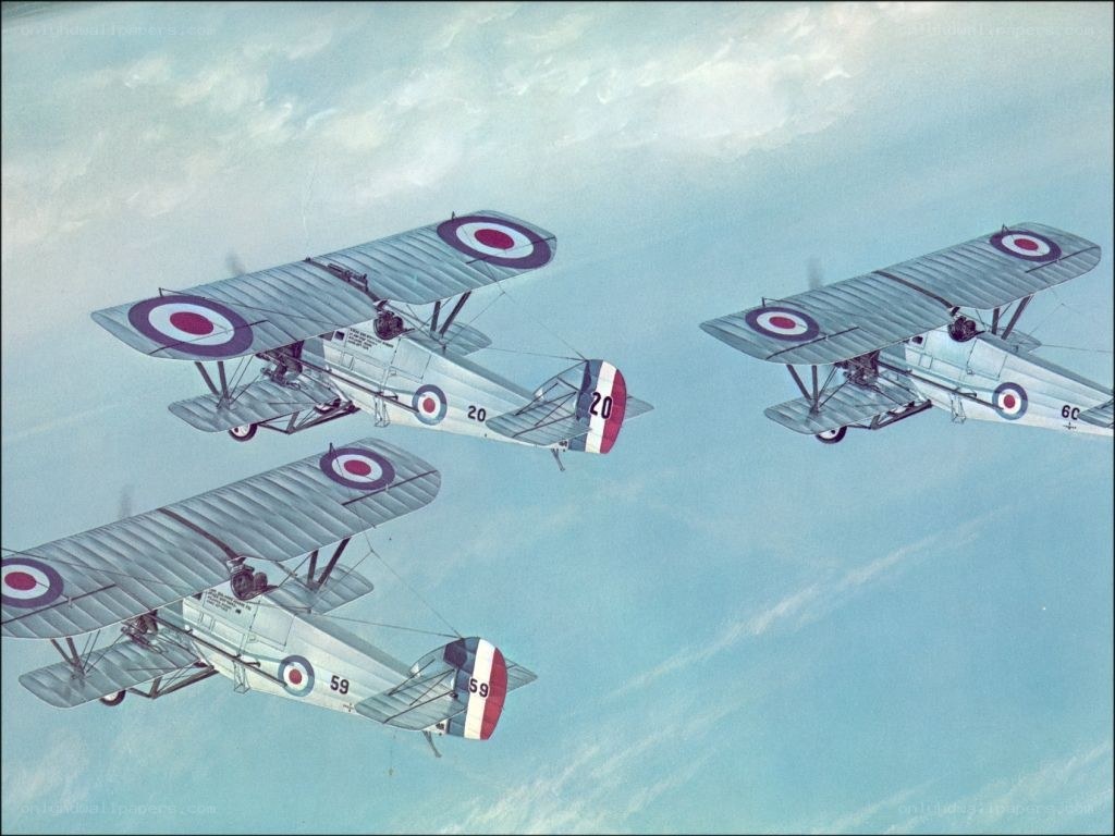 Three biplanes in formation