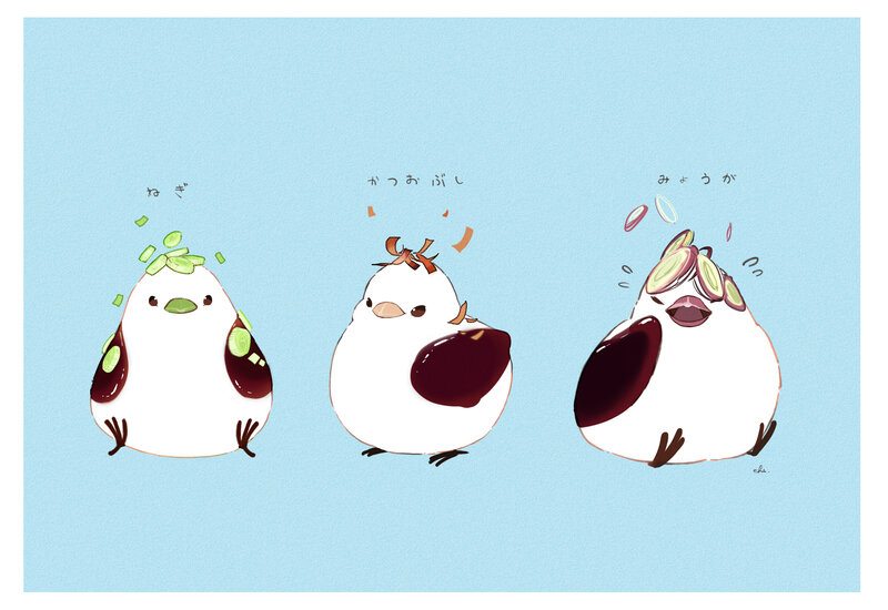 Three Bird-like Creatures — Blue