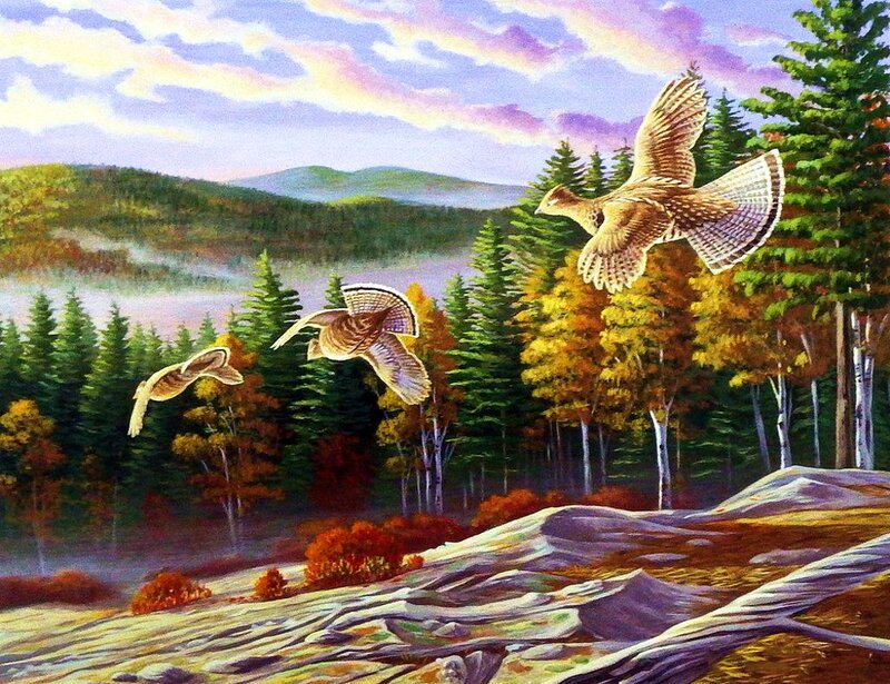 Three Birds Flying — Green