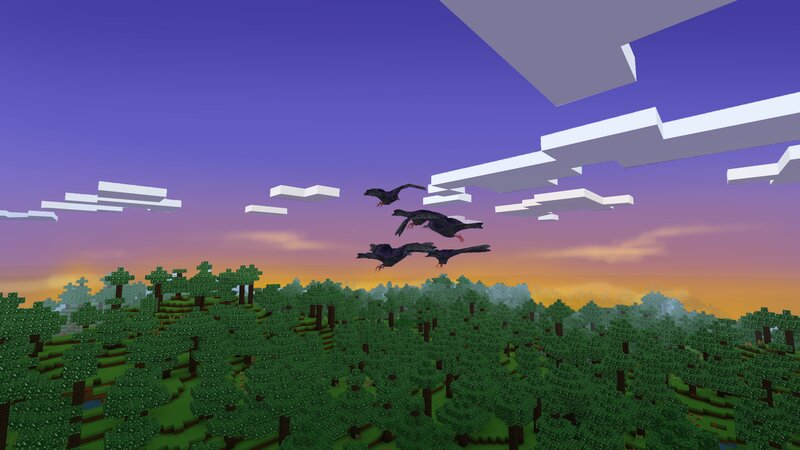 Three Black Birds Flying