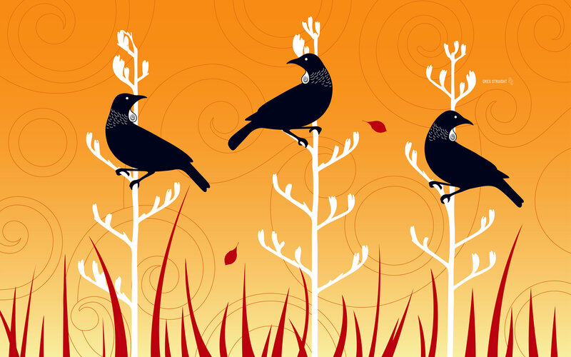 Three Black Birds on Branches