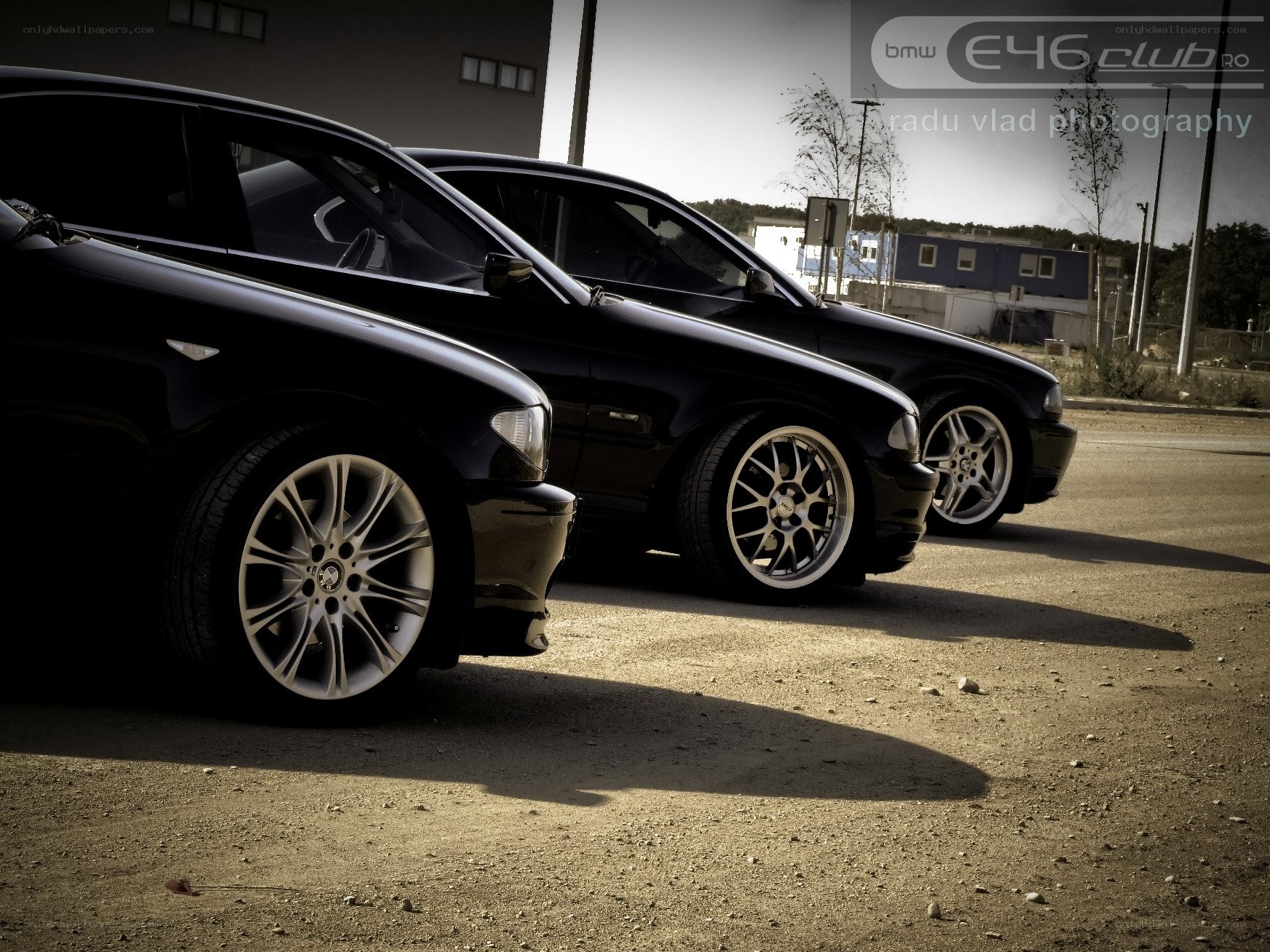 three black bmw e46 cars