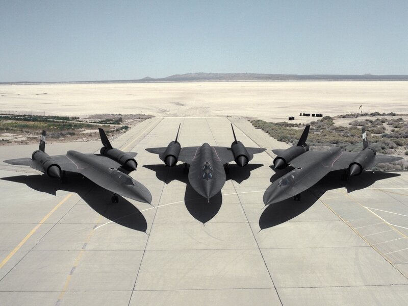 Three Black Jets on Tarmac — Dramatic, Afternoon, Photograph, Aircraft, Runway, Desert