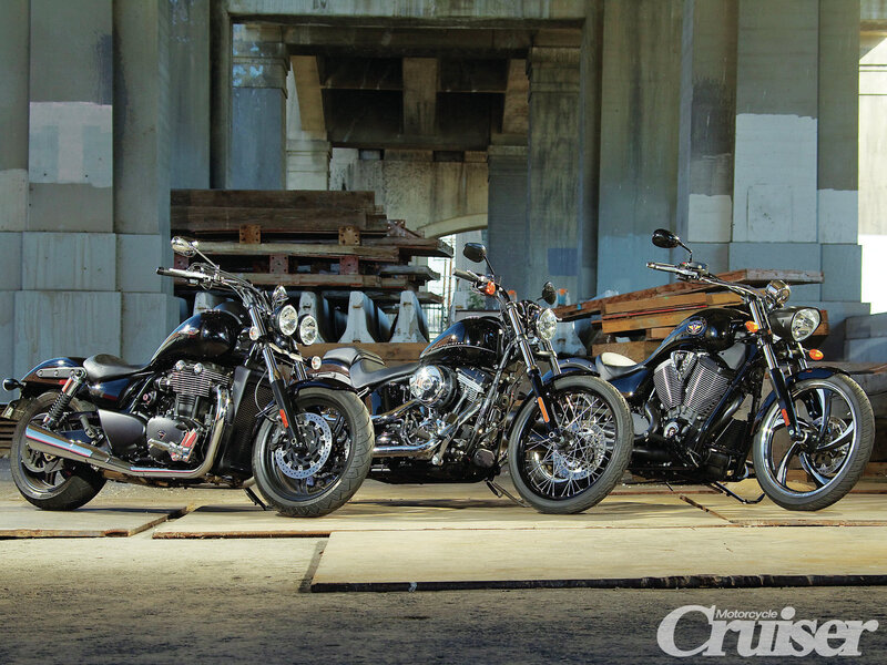 Three Black Motorcycles