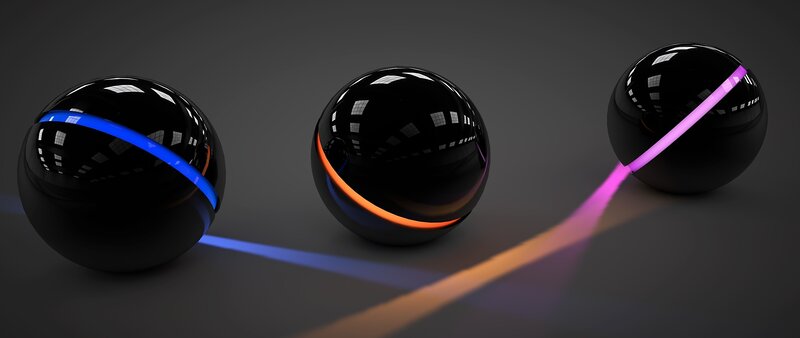 Three Black Spheres with Light