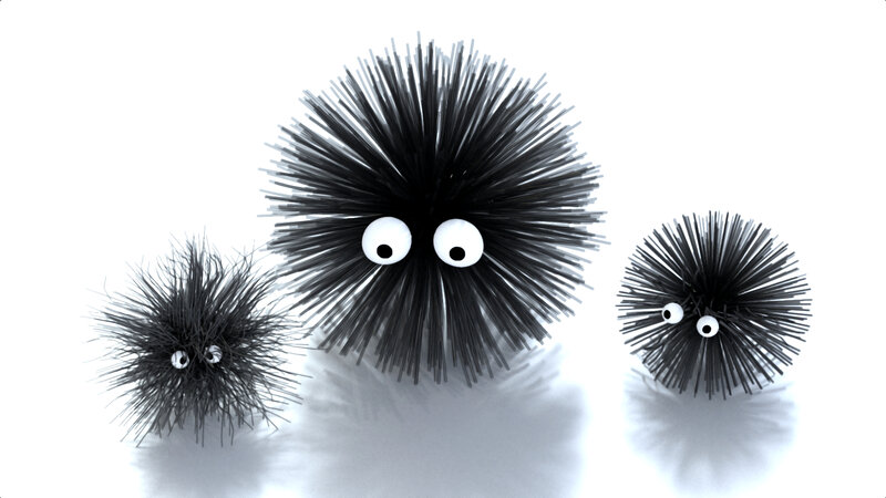 Three Black Spiky Creatures
