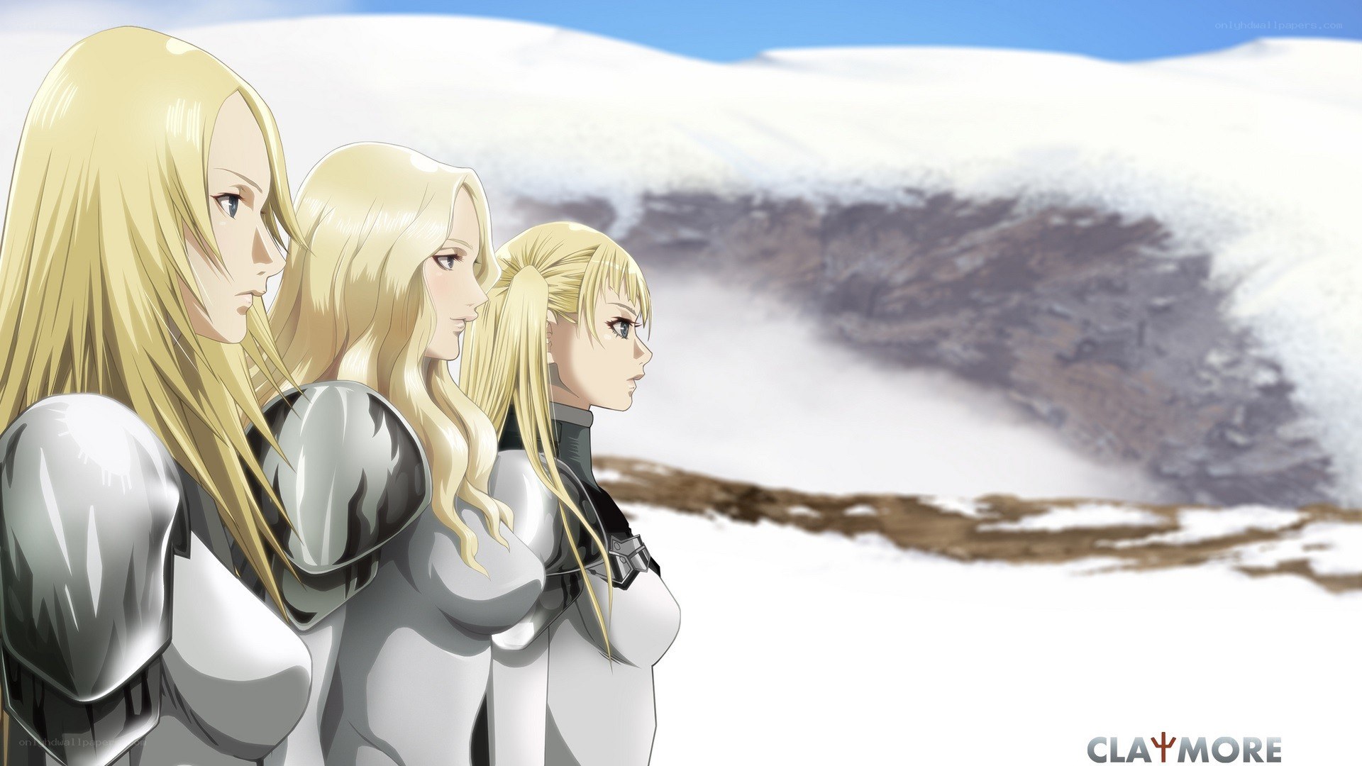 three blonde women in armor