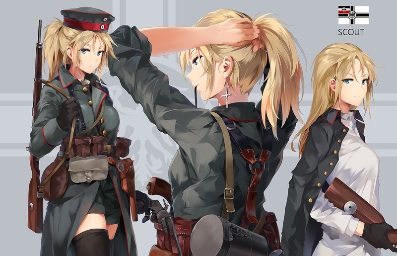 Three Blonde Women in Military Uniforms