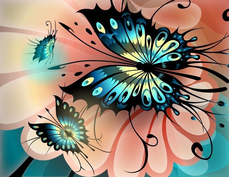 Three Blue Butterflies — Vibrant