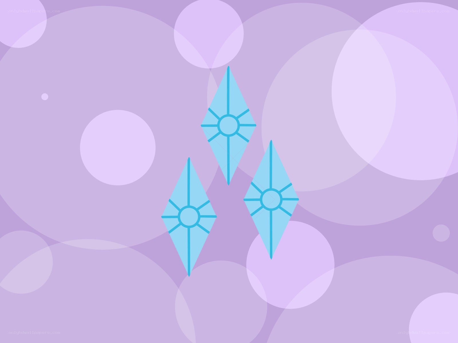 three blue crystals on purple