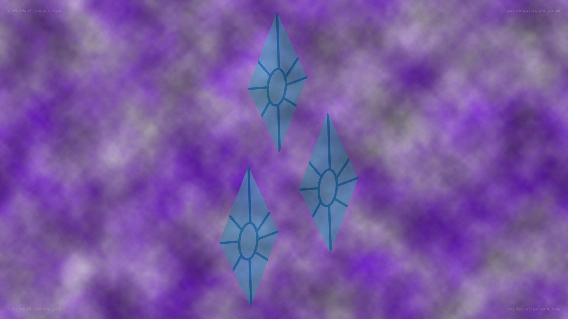 three blue diamond symbols