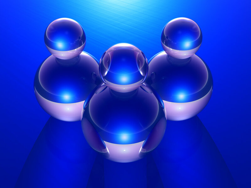 Three Blue Spheres — Abstract