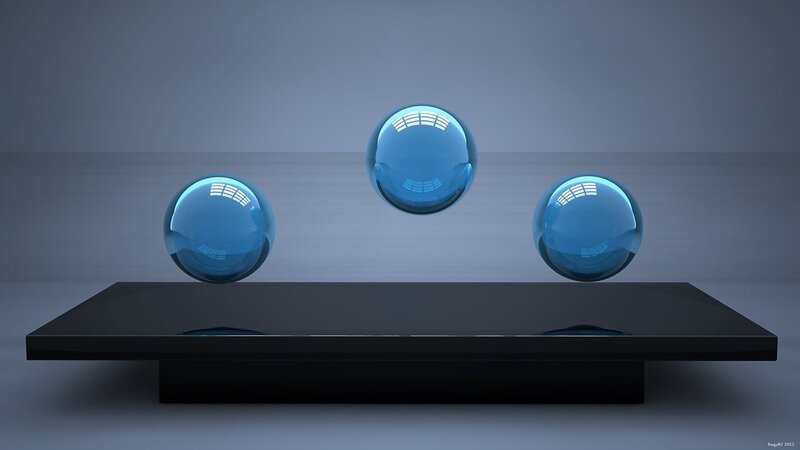 Three Blue Spheres — Serene