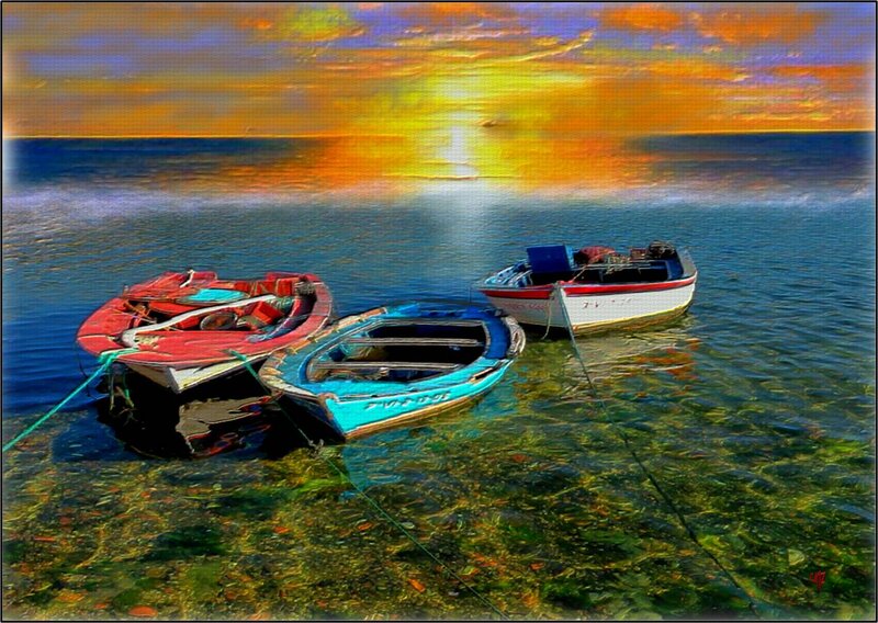 Three Boats at Sunset